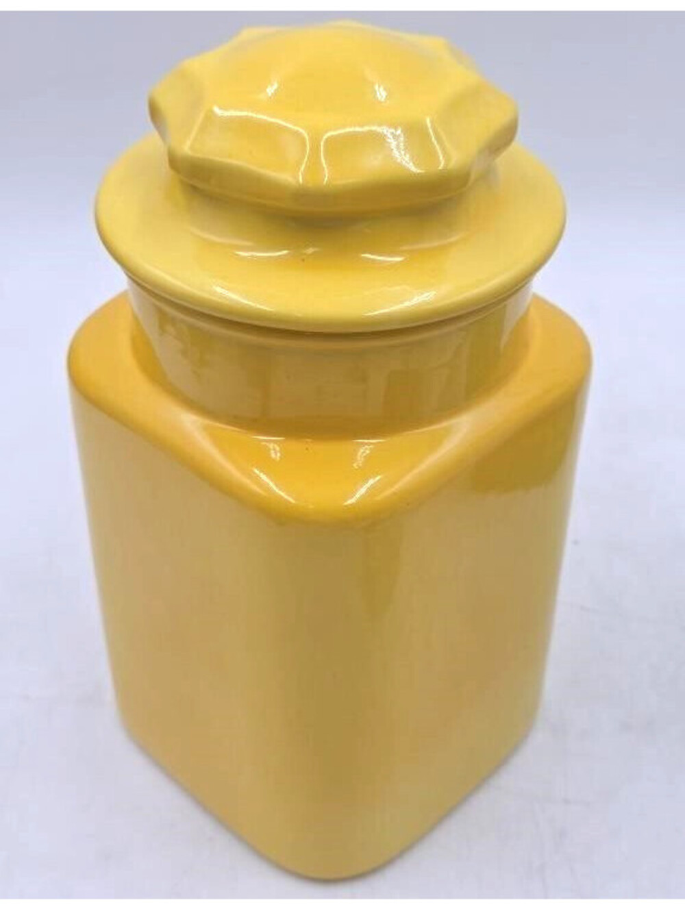 Vintage Metlox Poppytrail Yellow Canister Cookie Jar Geometric MCM California